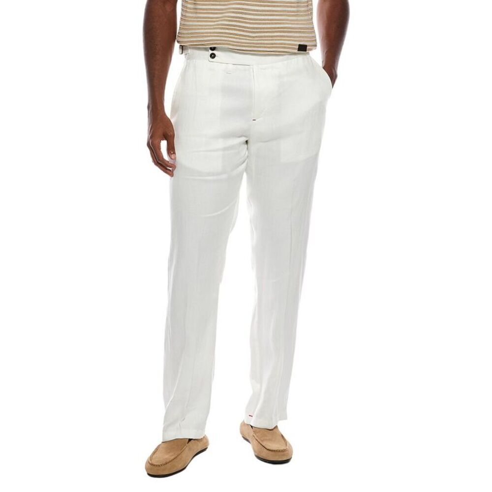 Isaia Mens  Casalnuovo Linen Trouser, White
